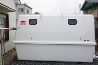 浮揚式津波洪水対策用シェルターSAFE+（セーフプラス） SAFE+300シリーズ 静岡県磐田市の個人宅に納入