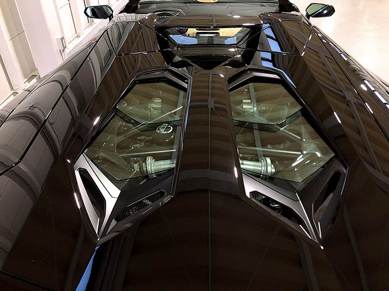 ガラスエンジンボンネット (18/19枚) ランボルギーニ アヴェンタドール ロードスター LP700-4 ブラック MY2015