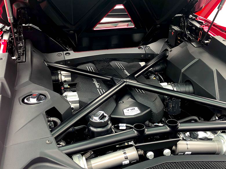 巨大なV12エンジンが収まるエンジンルーム(24/25枚)-ランボルギーニ アヴェンタドール S ロードスター