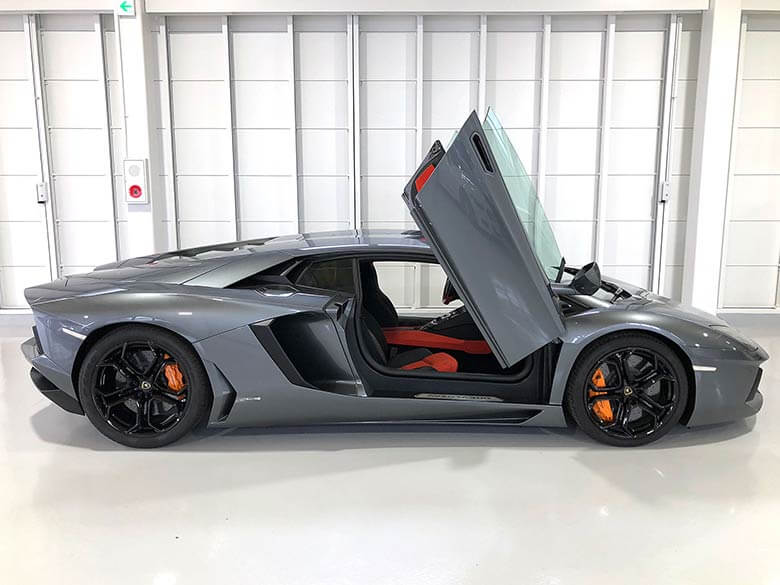 シザードア オープン状態のサイドビュー (5/18枚) ランボルギーニ アヴェンタドール LP700-4 グレーメタリック MY2012