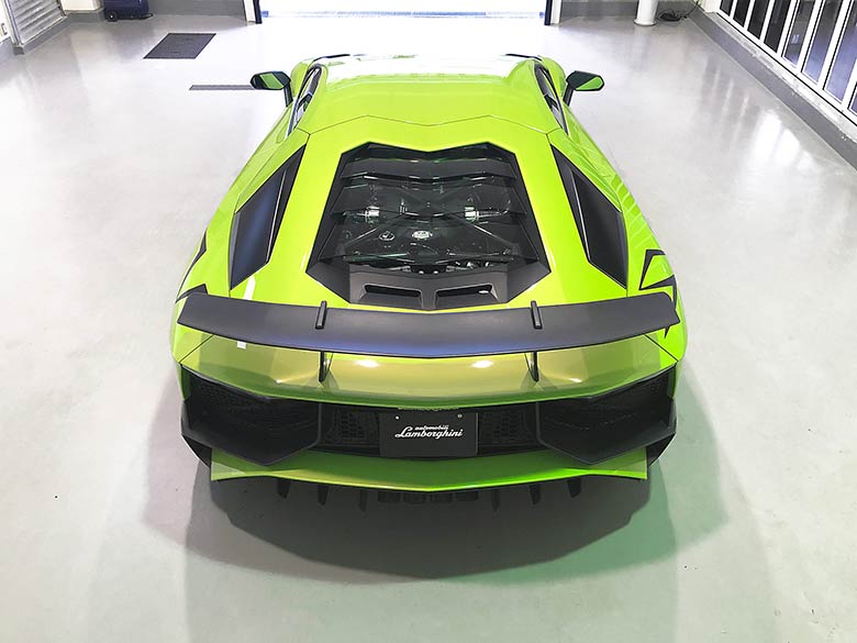 ガラスエンジンボンネット (10/20枚) ランボルギーニ アヴェンタドール SV LP750-4 Verde Ithaca（グリーンパール）  MY2017