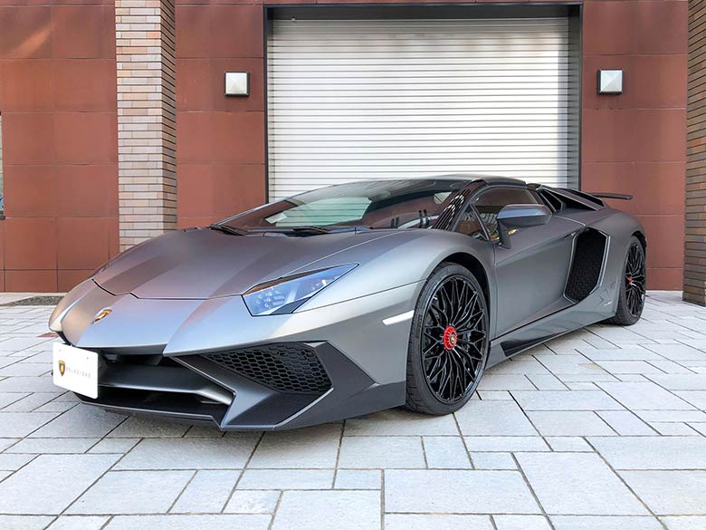 フロントバンパーカーボン部分　ヘッドライト　プロテクションフィルム施工(3/20枚) ランボルギーニ アヴェンタドール LP750-4 SV ロードスター マットグレーメタリック MY2017