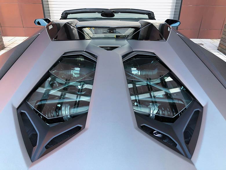 クリアガラス　エンジンボンネット(9/20枚) ランボルギーニ アヴェンタドール LP750-4 SV ロードスター マットグレーメタリック MY2017