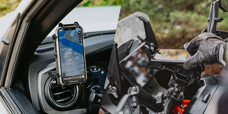 ラムマウント スマホホルダー クレイドルホルダー 車 バイク 装着イメージ