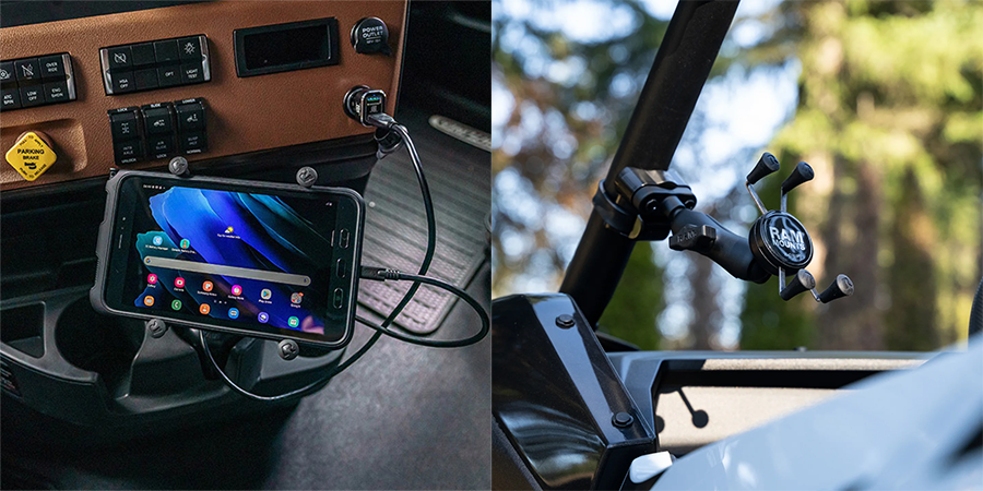 ラムマウント タブレットホルダー スマホホルダー  装着イメージ