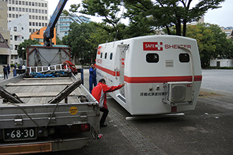 「横浜市民防災センター　2014防災フェア」に浮揚式津波洪水対策用シェルターSAFE＋を展示 画像2