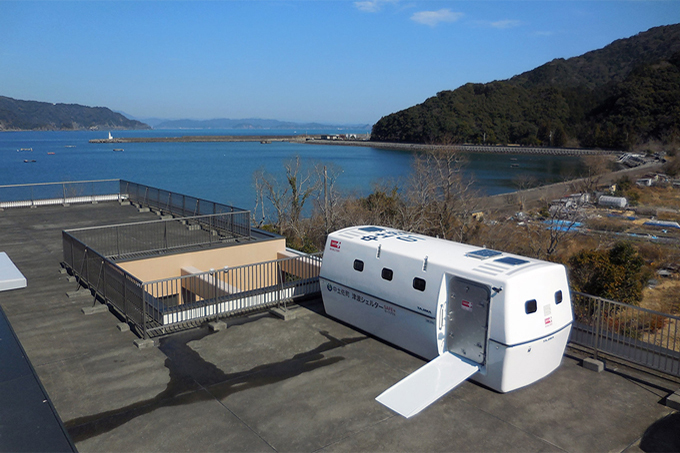 浮揚式津波洪水対策用シェルターSAFE+（セーフプラス） 高知県中土佐町